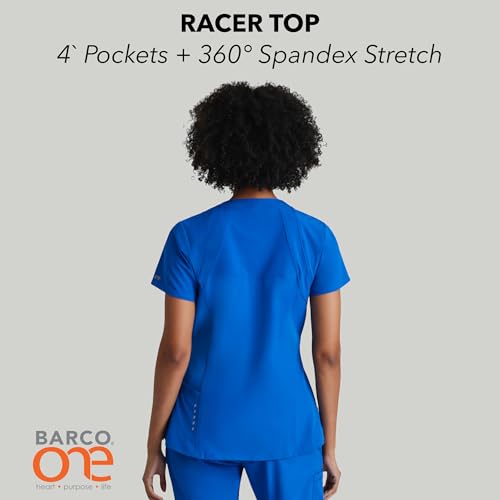 BARCO One Racer Classic Fit Scrub Top for Women – New Royal, 4-Pocket V-Neck Scrub Shirt w/ 360 Spandex Stretch, Moisture Wicking, Anti-Static and Quick-Shed – Medium, Regular Fit - Image 2