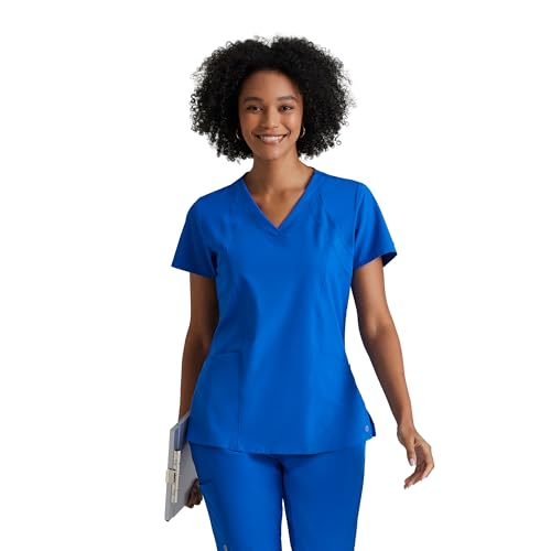 BARCO One Racer Classic Fit Scrub Top for Women – New Royal, 4-Pocket V-Neck Scrub Shirt w/ 360 Spandex Stretch, Moisture Wicking, Anti-Static and Quick-Shed – Medium, Regular Fit - Image 1