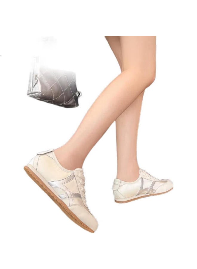 ZHR German-Style Retro Soft-Soled Low-Top Women'S Sports Commuter Casual Shoes Women Ej55 Beige Silver 40 - Image 2