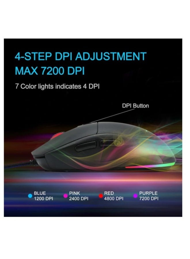 Terabyte Wired Gaming Mouse,RGB Backlight, Lightweight and Ergonomic - Image 4