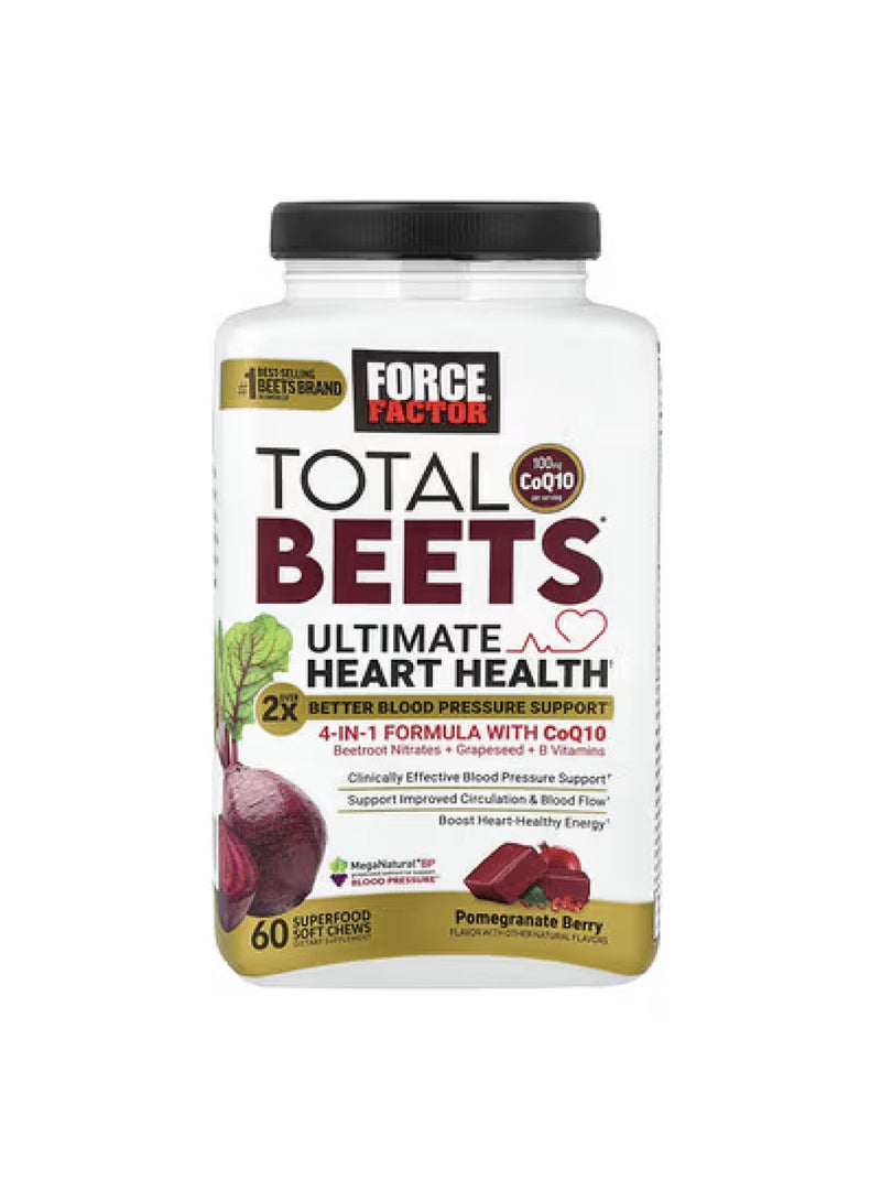 Total Beets® With CoQ10, Ultimate Heart Health, Pomegranate Berry, 60 Superfood Soft Chews