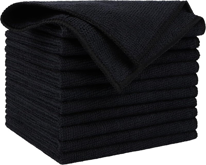 AIDEA Microfiber Cleaning Cloths Black-10PK, Microfiber Towels for Cars, Premium All-Purpose Car Cloths, Dusting Cloth Cleaning Rags, Absorbent Microfiber Cloth for SUVs, House, Kitchen, Window-12×12" - Image 1