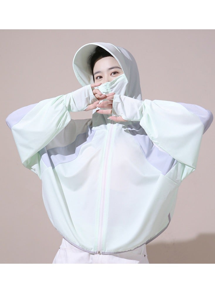 NIBEMINENT Cooling UV Protection Clothing Sun Protection Hoodie Jacket Full Zip Sun Long Sleeve Breathable Cycling Shirt Lightweight Hoodie Zipper Outdoor Jacket for Women One Size - Image 1