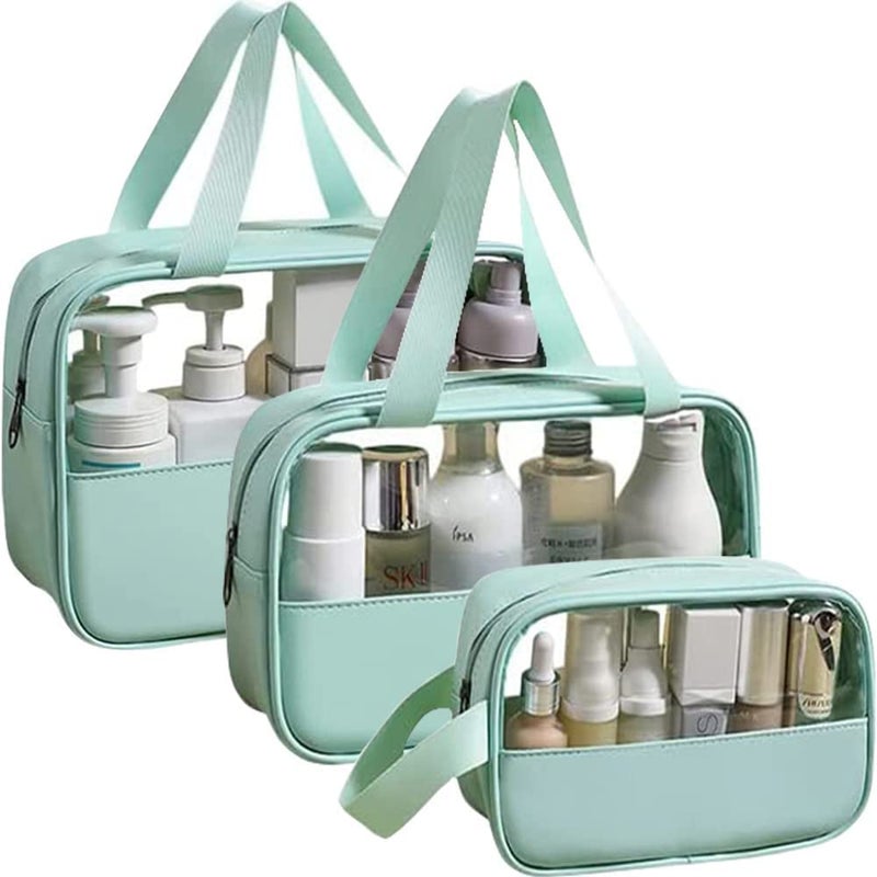 DREHOTRY3 Pack Makeup Bag Travel Cosmetic Bag with Handle Waterproof Toiletry Bag Portable Organizer Storage Bag Set for Women - Image 1