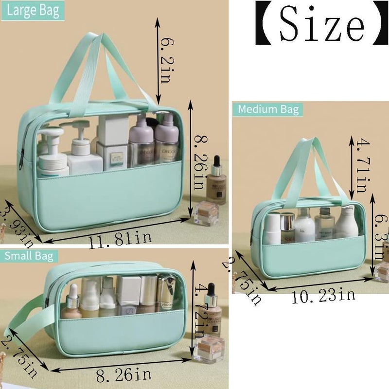 DREHOTRY3 Pack Makeup Bag Travel Cosmetic Bag with Handle Waterproof Toiletry Bag Portable Organizer Storage Bag Set for Women - Image 2