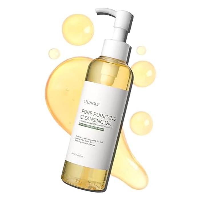 CELDYQUE Pore Purifying Cleansing Oil – Korean Face Wash with Centella, Tea Tree, Green Tea & LHA – Gentle Makeup Remover for Sensitive, Acne-Prone Skin, Deep Pore Cleanser, 6.76 fl oz - Image 1