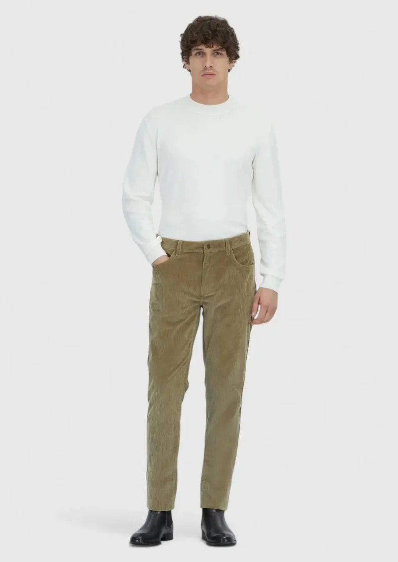 RAMSEY Light Green Weaving Slim Fit Casual Cotton Blended Trousers