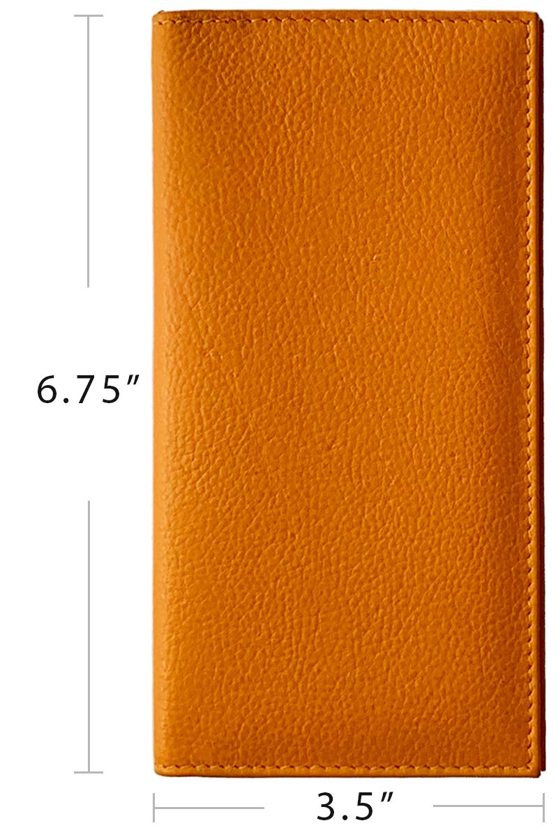 123 Cheap Checks Bright Orange Basic Genuine Leather Checkbook Cover For Men & Women - Image 4