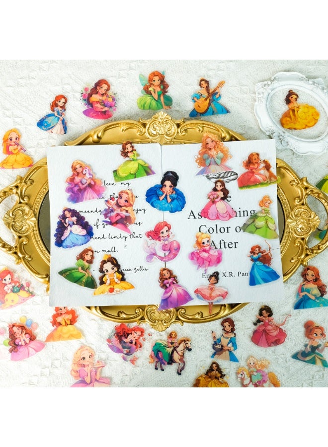 NIBEMINENT 50 Pcs Fairy Tale Princess Deco Kit Waterproof Stickers, High Definition Printing Bright Colors, Suitable for Laptop Skateboard Luggage Water Bottle Guitar DIY - Image 1