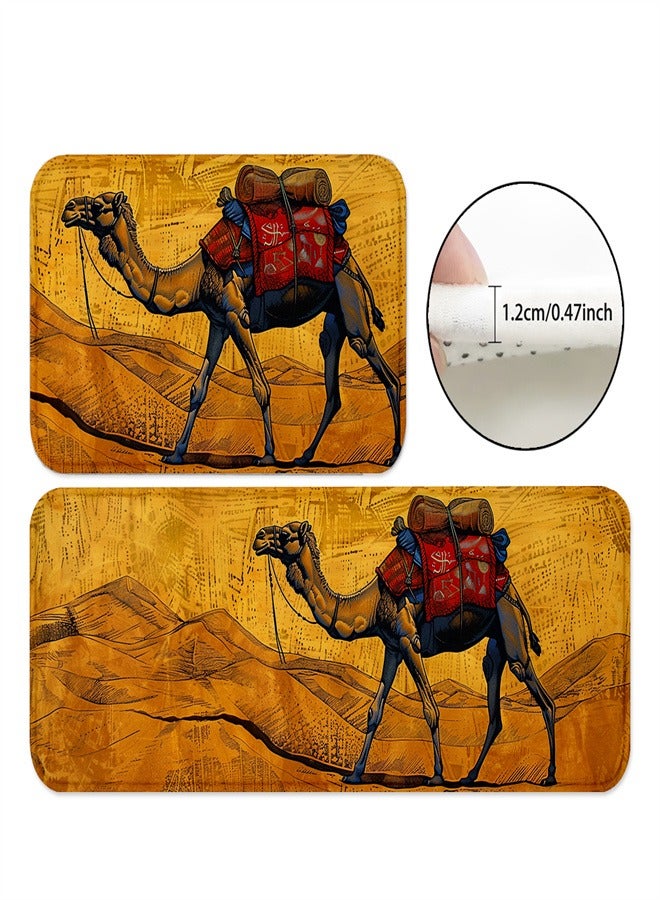 2PCS Camel Kitchen Mats, Camel Non-Slip Backing Rugs, Water Absorbent Carpet for Playroom, Bathroom, Kitchen - Image 1