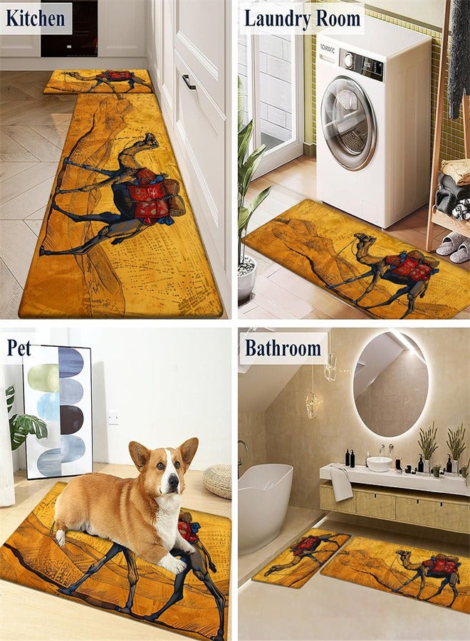 2PCS Camel Kitchen Mats, Camel Non-Slip Backing Rugs, Water Absorbent Carpet for Playroom, Bathroom, Kitchen - Image 4