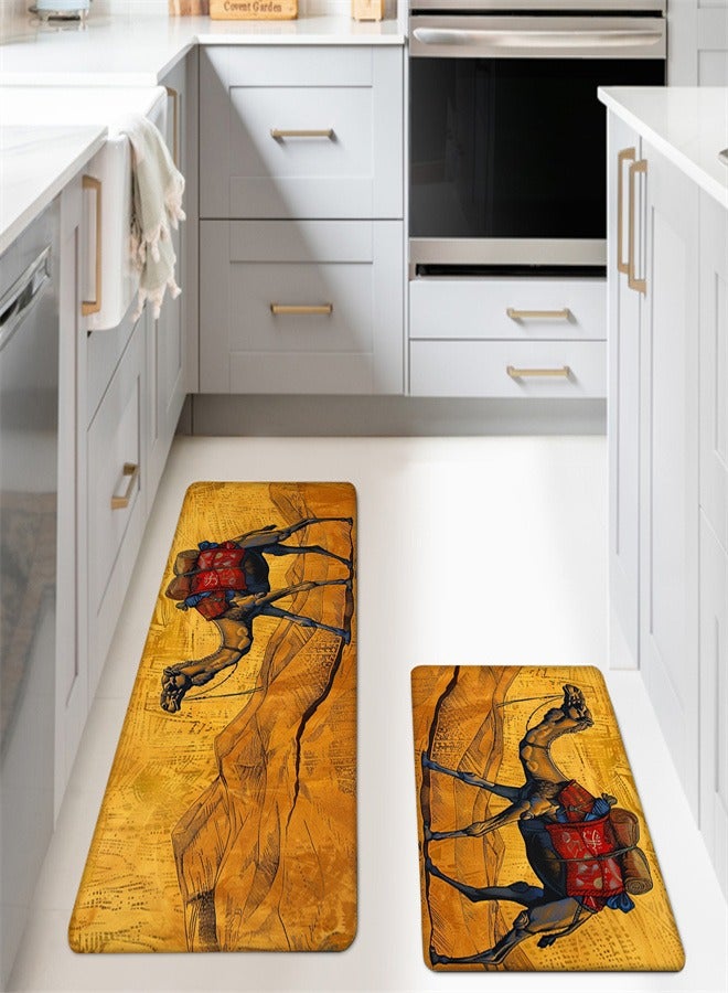 2PCS Camel Kitchen Mats, Camel Non-Slip Backing Rugs, Water Absorbent Carpet for Playroom, Bathroom, Kitchen - Image 5