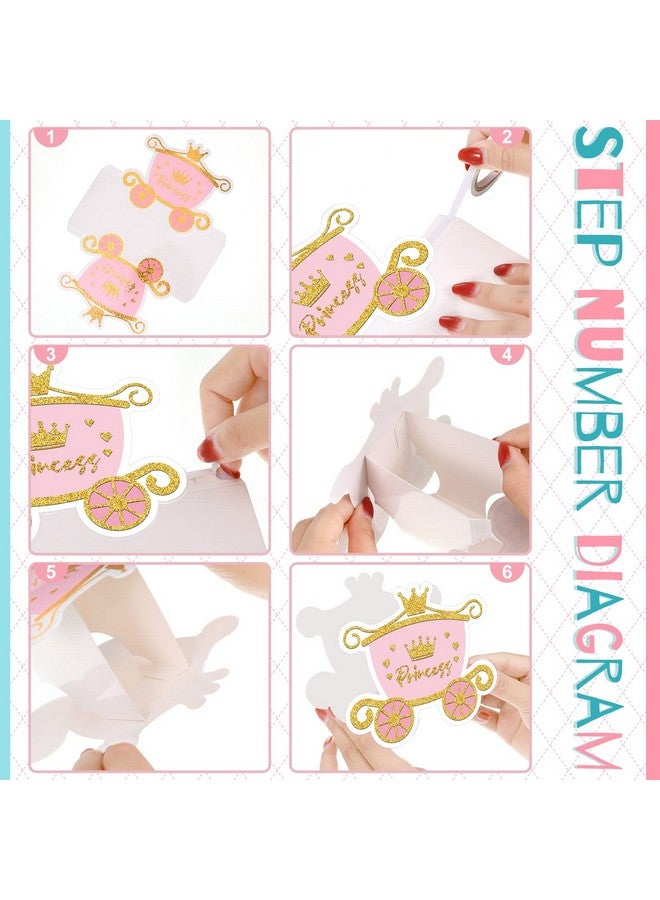 Teling 6 Pcs Princess Party Decorations Princess Carriage Centerpiece Princess Party Flower Treat Boxes Centerpiece Candy Boxes For Birthday Baby Shower Wedding Engagement Party Goodie Box - Image 5
