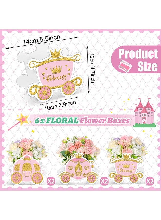 Teling 6 Pcs Princess Party Decorations Princess Carriage Centerpiece Princess Party Flower Treat Boxes Centerpiece Candy Boxes For Birthday Baby Shower Wedding Engagement Party Goodie Box - Image 3