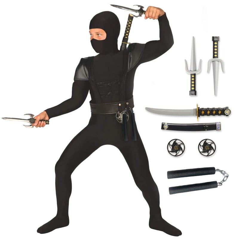 Morph Ninja Costume for Boys - Black, Size Small, Halloween Costume with Accessories - Image 1
