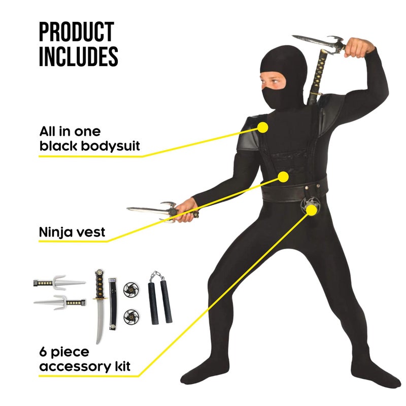 Morph Ninja Costume for Boys - Black, Size Small, Halloween Costume with Accessories - Image 2