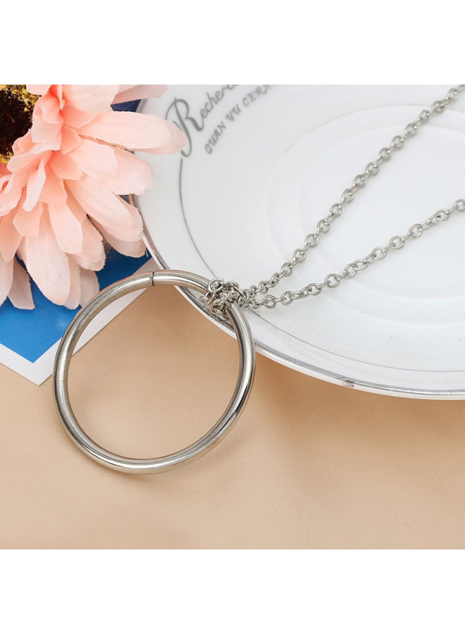 Children's Toy Medium-sized Bright Ring Exquisite Magic Ring Happy Marriage Magic Props Stall-Color:Silver Iron Chain Medium Band Instruction  - Image 1
