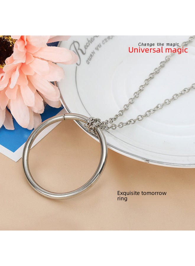 Children's Toy Medium-sized Bright Ring Exquisite Magic Ring Happy Marriage Magic Props Stall-Color:Silver Iron Chain Medium Band Instruction  - Image 2
