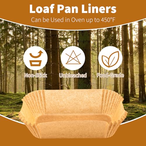 Fevbcnrj 100 Pcs Loaf Pan Liners for Baking Bread 9x5 Inch, Disposable Non-Stick Bread Pan Liners, Pre Formed Rectangle Parchment Paper, Perfect for Baking Banana Bread, Cakes, Sourdough Bread(Brown) - Image 2