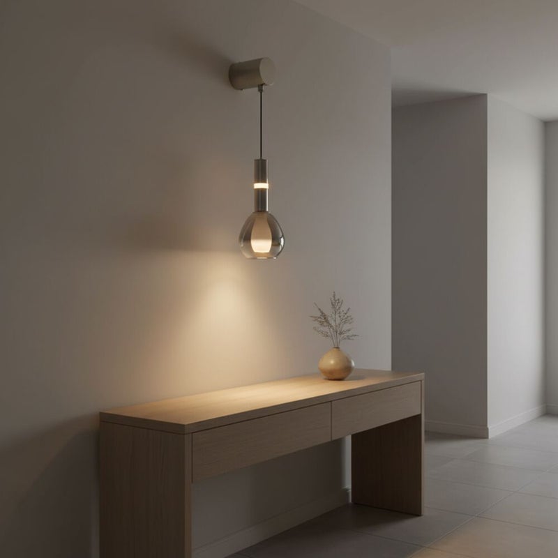 DANUBE HOME Lumen Wall Lamp Contemporary Indoor Wall Lamps Wall Mounted Lanterns Built in LED + G9 Modern Design Indoor Lighting For Bedroom Dining Living Room L10xW11xH40cm-Smoke Grey - Image 3