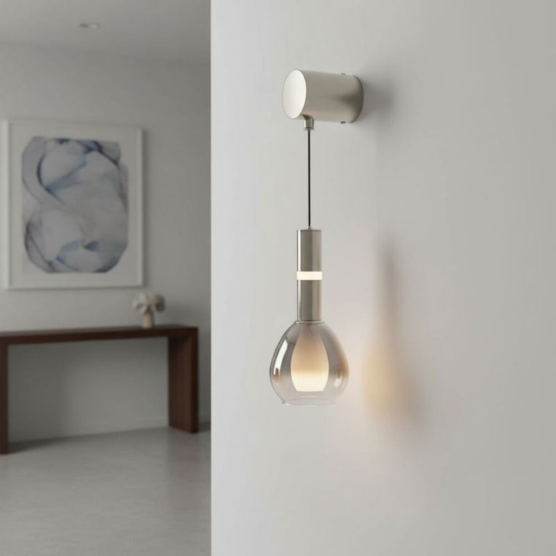 DANUBE HOME Lumen Wall Lamp Contemporary Indoor Wall Lamps Wall Mounted Lanterns Built in LED + G9 Modern Design Indoor Lighting For Bedroom Dining Living Room L10xW11xH40cm-Smoke Grey - Image 2