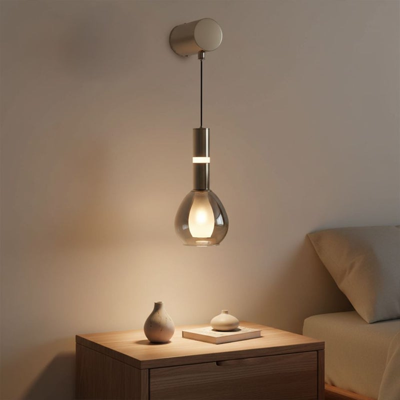 DANUBE HOME Lumen Wall Lamp Contemporary Indoor Wall Lamps Wall Mounted Lanterns Built in LED + G9 Modern Design Indoor Lighting For Bedroom Dining Living Room L10xW11xH40cm-Smoke Grey - Image 1