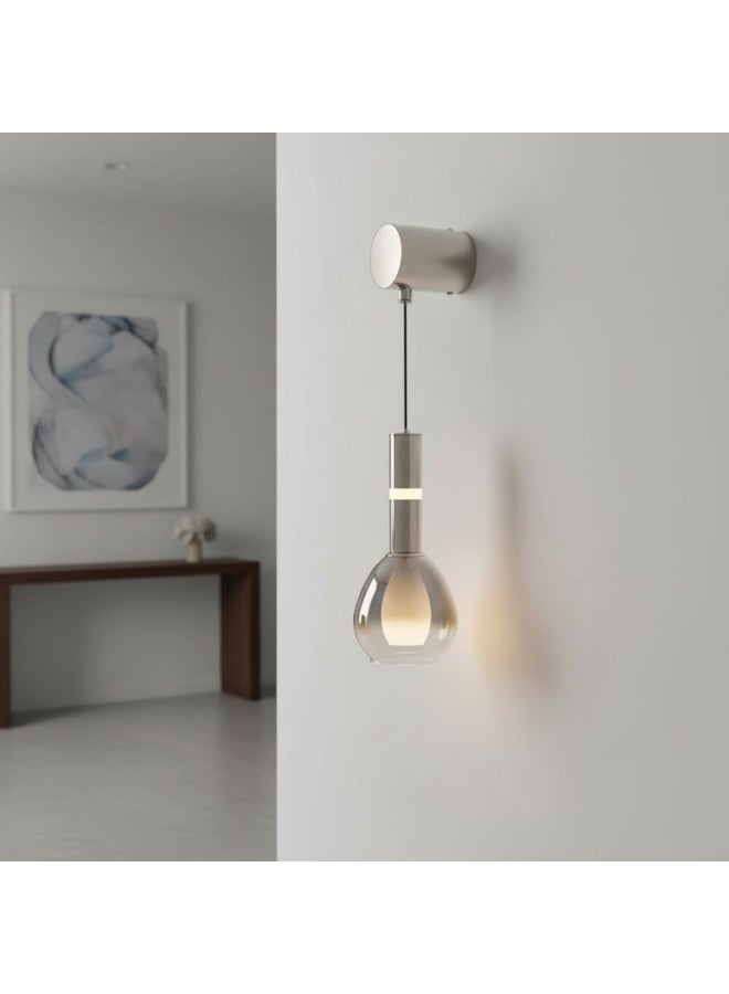 DANUBE HOME مصباح جدار لومن مصابيح جدارية داخلية عصرية فوانيس مثبتة على الحائط مزودة بإضاءة LED مدمجة + تصميم حديث G9 إضاءة داخلية لغرفة النوم غرفة الطعام غرفة المعيشة L10xW11xH40cm-رمادي دخاني - Image 2