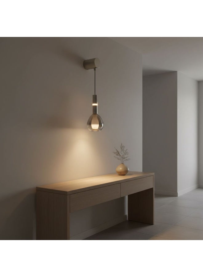 DANUBE HOME مصباح جدار لومن مصابيح جدارية داخلية عصرية فوانيس مثبتة على الحائط مزودة بإضاءة LED مدمجة + تصميم حديث G9 إضاءة داخلية لغرفة النوم غرفة الطعام غرفة المعيشة L10xW11xH40cm-رمادي دخاني - Image 3