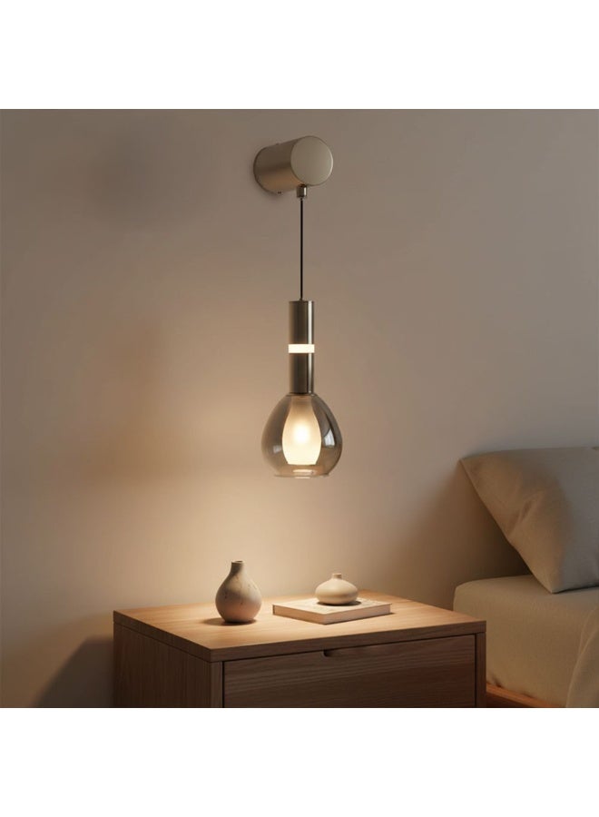 DANUBE HOME مصباح جدار لومن مصابيح جدارية داخلية عصرية فوانيس مثبتة على الحائط مزودة بإضاءة LED مدمجة + تصميم حديث G9 إضاءة داخلية لغرفة النوم غرفة الطعام غرفة المعيشة L10xW11xH40cm-رمادي دخاني - Image 1