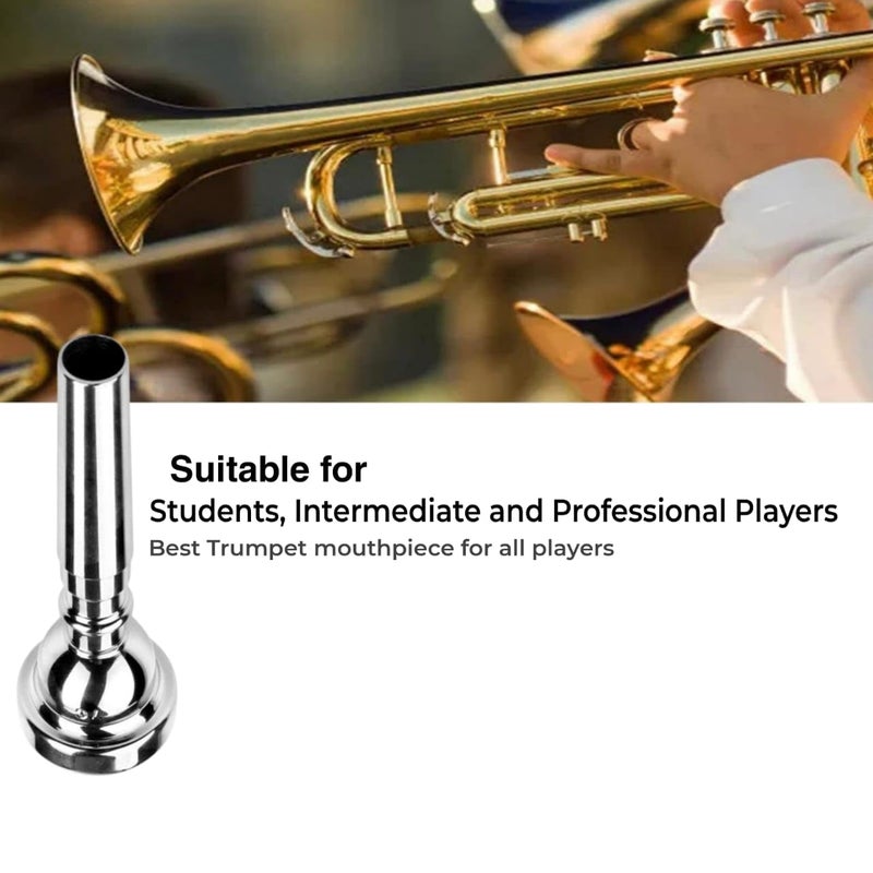 Rmze Professional 7C-103 Silver Trumpet Mouthpiece - Trumpet Parts & Accessories - Mouthpiece for Beginner or Advanced Players (Pack of 1) - Musical Instrument - Image 4