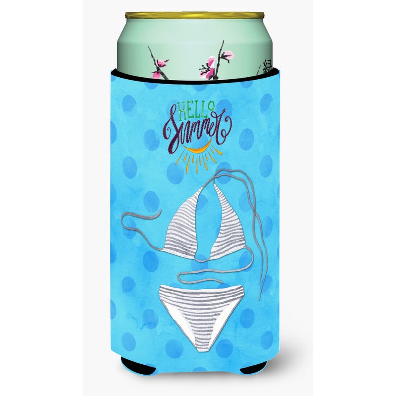 Caroline's Treasures ""Caroline's Treasures Bikini Swimsuit Blue Polkadot Beverage Insulator Hugger  Tall  Multicolor""