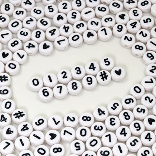 Melius 500Pcs Acrylic Number Beads for Jewelry Making, DIY Necklaces, Key Chains, Bracelets (4x7 Round, White) - Image 1
