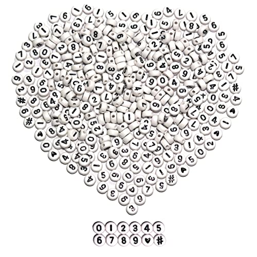Melius 500Pcs Acrylic Number Beads for Jewelry Making, DIY Necklaces, Key Chains, Bracelets (4x7 Round, White) - Image 4