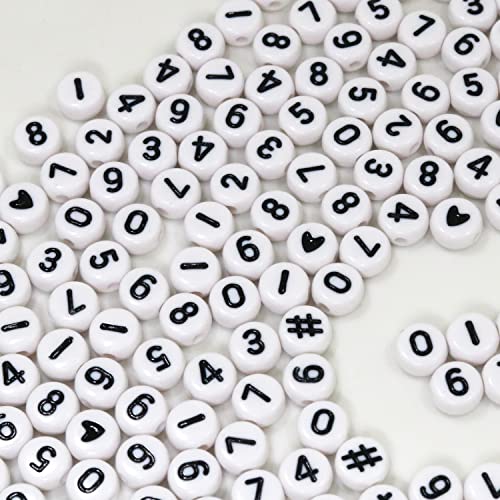 Melius 500Pcs Acrylic Number Beads for Jewelry Making, DIY Necklaces, Key Chains, Bracelets (4x7 Round, White) - Image 5