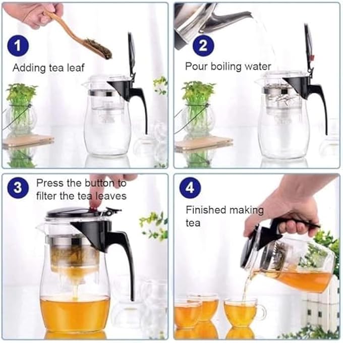 MISBAH Green Tea  Loose Leaf Tea Heat Resistant All In One Infuser Teapot  700Ml - Image 2