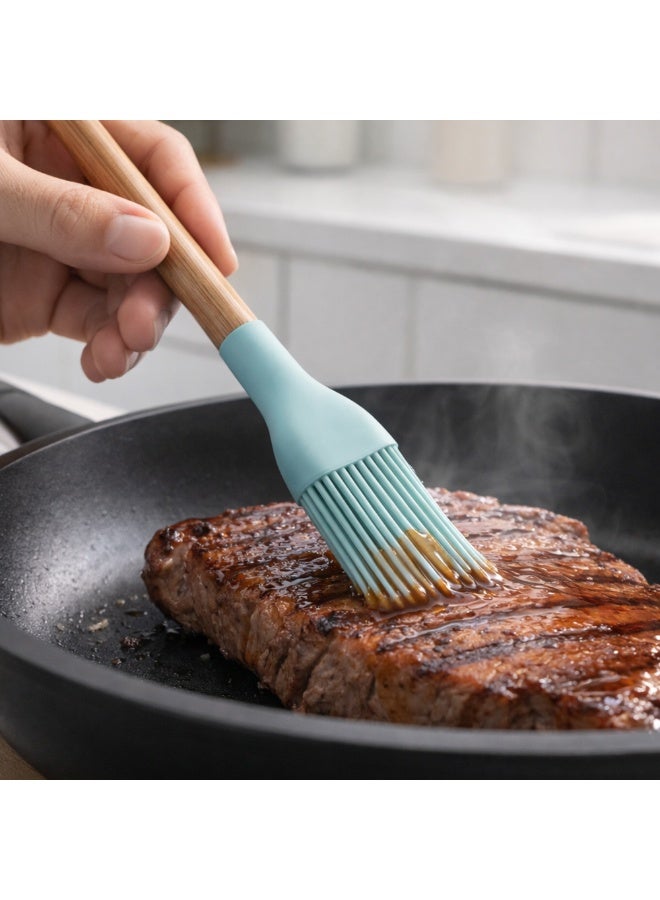 Silicone Basting Brush  With Anti-Slip Wooden Handles  Grill Accessories, Heat ResistantHeat Resistant up to 250°C BPA-Free  Non-Scratch Dishwasher Safe Ideal for Grilling Baking & Cooking - Image 4
