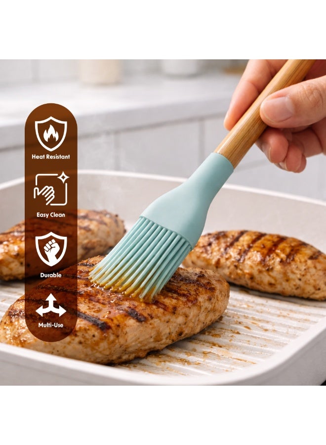 Silicone Basting Brush  With Anti-Slip Wooden Handles  Grill Accessories, Heat ResistantHeat Resistant up to 250°C BPA-Free  Non-Scratch Dishwasher Safe Ideal for Grilling Baking & Cooking - Image 3