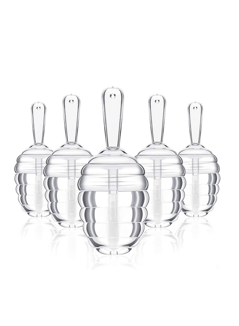 إكسفور أواني على شكل شفاه, أنبوب لامع 5PCS أواني عسل بلاستيكية فارغة زجاجة بلحم قابلة لإعادة الملء أنابيب أحمر شفاه لطيفة مع عصا للفتاة مستحضرات تجميل (صافية) - Image 1