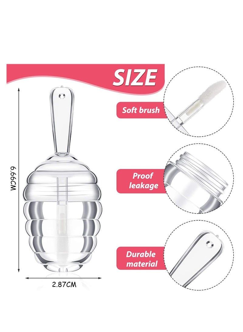 إكسفور أواني على شكل شفاه, أنبوب لامع 5PCS أواني عسل بلاستيكية فارغة زجاجة بلحم قابلة لإعادة الملء أنابيب أحمر شفاه لطيفة مع عصا للفتاة مستحضرات تجميل (صافية) - Image 2