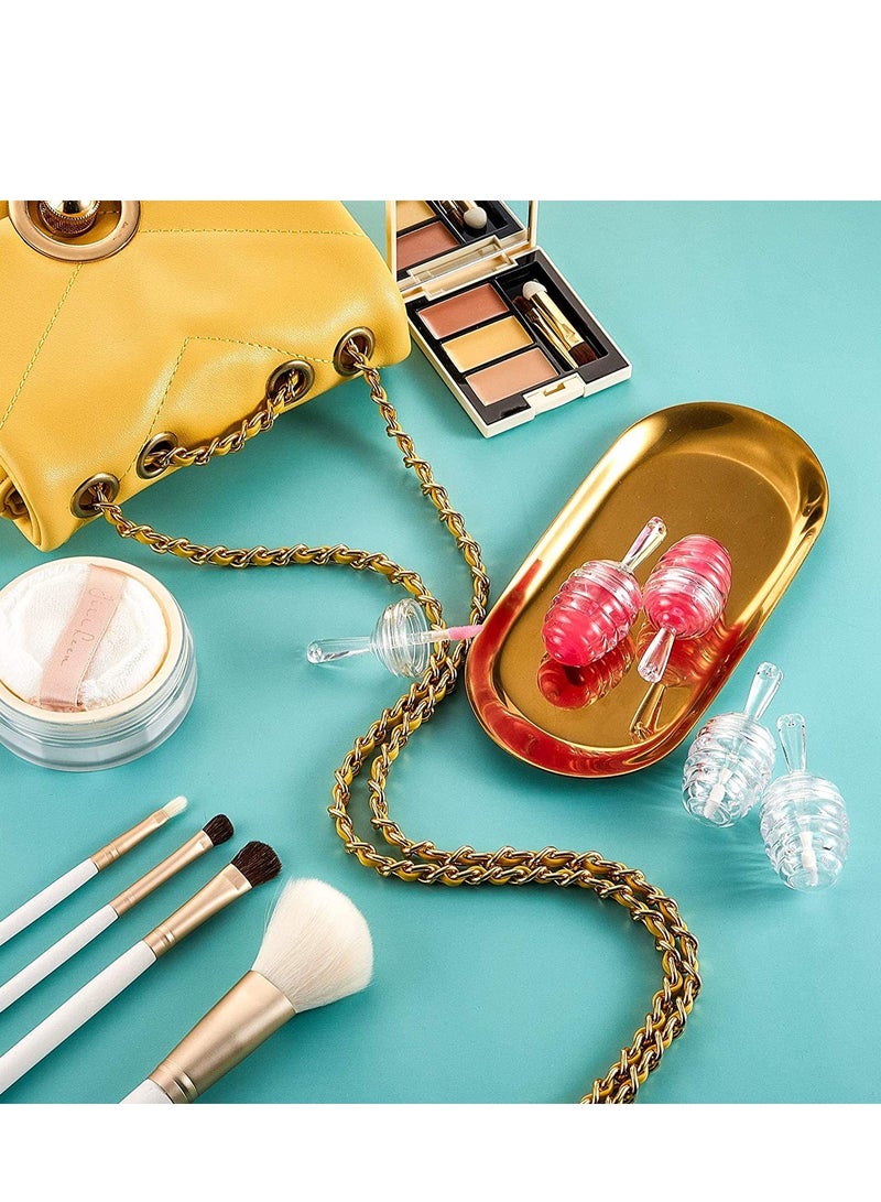 إكسفور أواني على شكل شفاه, أنبوب لامع 5PCS أواني عسل بلاستيكية فارغة زجاجة بلحم قابلة لإعادة الملء أنابيب أحمر شفاه لطيفة مع عصا للفتاة مستحضرات تجميل (صافية) - Image 5