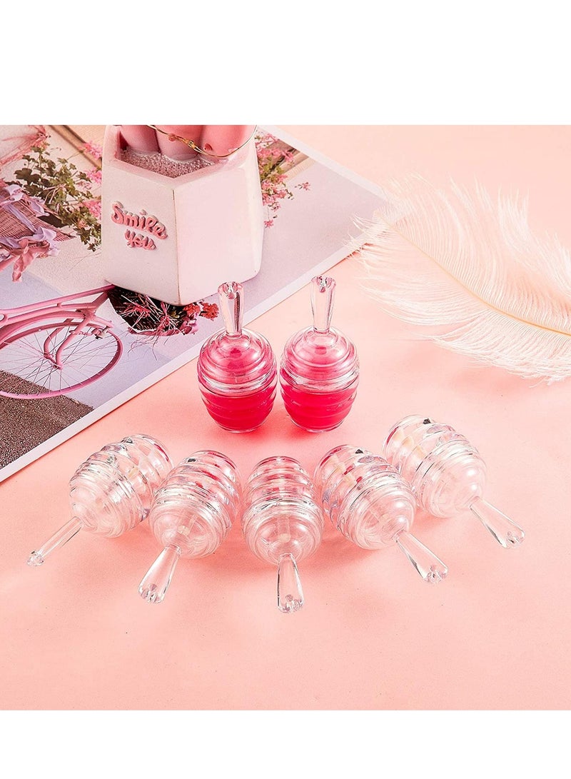 إكسفور أواني على شكل شفاه, أنبوب لامع 5PCS أواني عسل بلاستيكية فارغة زجاجة بلحم قابلة لإعادة الملء أنابيب أحمر شفاه لطيفة مع عصا للفتاة مستحضرات تجميل (صافية) - Image 3