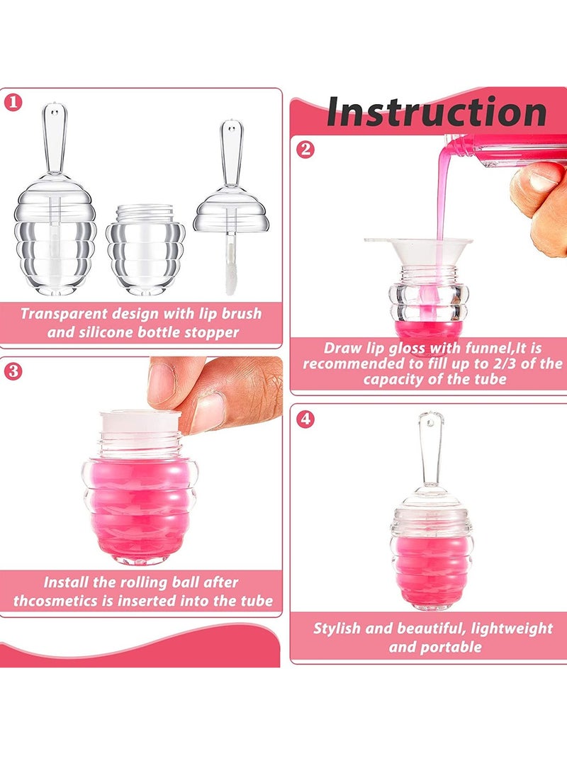 إكسفور أواني على شكل شفاه, أنبوب لامع 5PCS أواني عسل بلاستيكية فارغة زجاجة بلحم قابلة لإعادة الملء أنابيب أحمر شفاه لطيفة مع عصا للفتاة مستحضرات تجميل (صافية) - Image 4