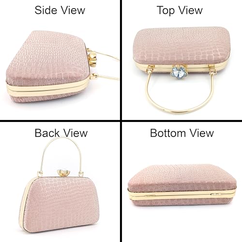 Zaib Bridal Partyware Clutch for Women – Elegant Satin Evening Purse, Wedding & Bridesmaid Clutch Bag, Formal Party Handbag, Cocktail Purse with Detachable Chain Strap for Weddings (Pink- 57No) - Image 3