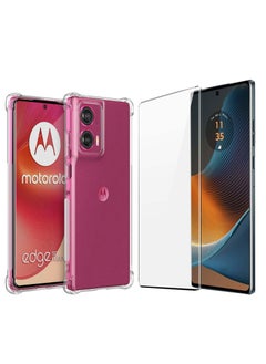 [1+1 Sets] For Motorola Edge 50 Fusion Case & Screen Protector Crystal Clear Ultra Slim Anti Scratch Shockproof Protective TPU Back Cover with Tempered Glass Screen Protector