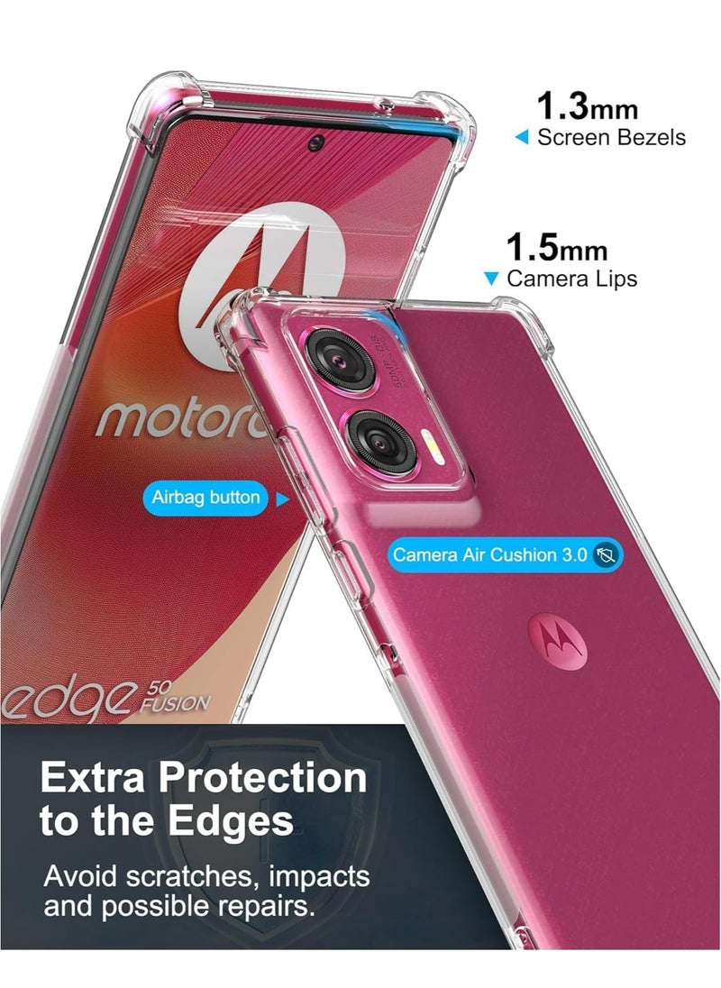 Generic - [1+1 Sets] For Motorola Edge 50 Fusion Case & Screen Protector Crystal Clear Ultra Slim Anti Scratch Shockproof Protective TPU Back Cover with Tempered Glass Screen Protector - Image 1