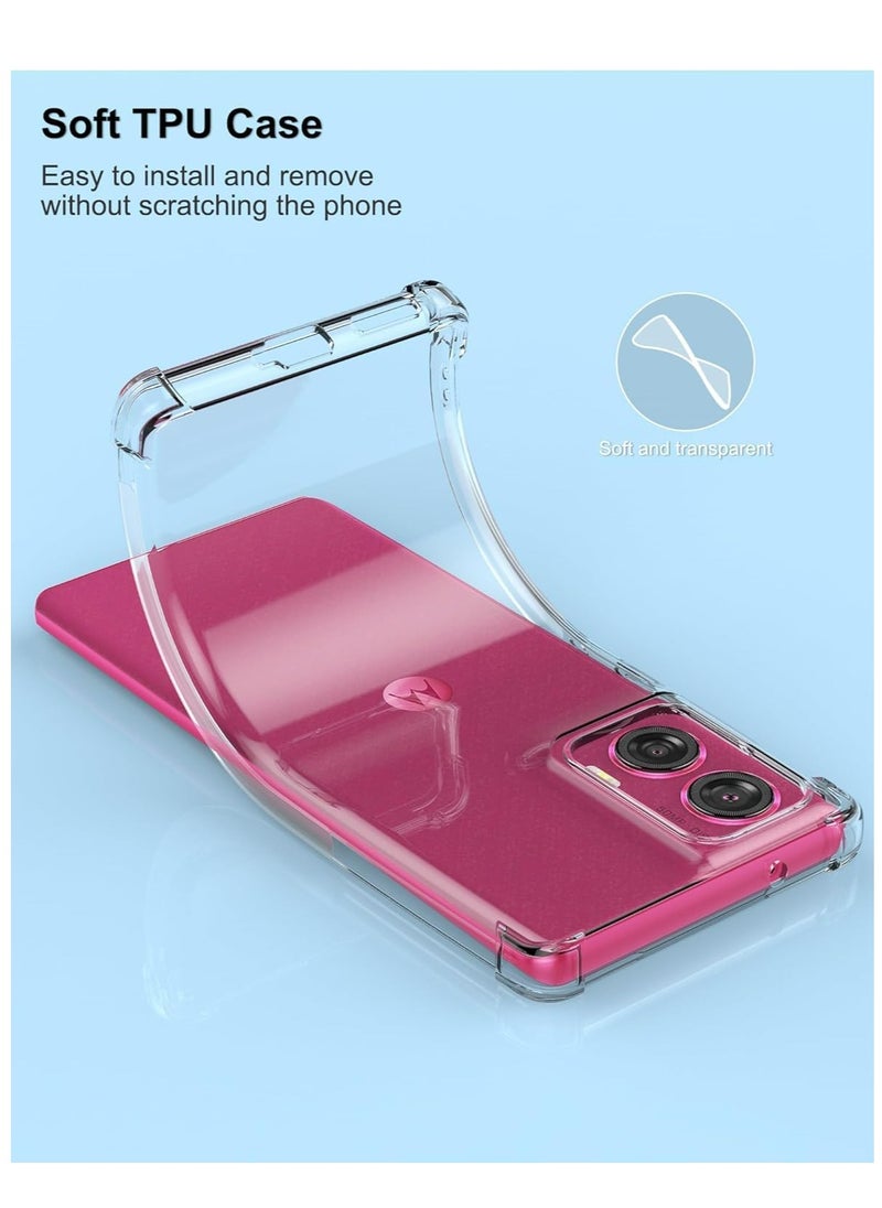 Generic - [1+1 Sets] For Motorola Edge 50 Fusion Case & Screen Protector Crystal Clear Ultra Slim Anti Scratch Shockproof Protective TPU Back Cover with Tempered Glass Screen Protector - Image 1