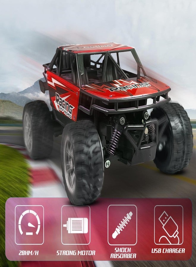 KIPA GAMING Remote Control Car Off-Road Monster Truck, 2.4GHz RC Racing Buggy, USB Rechargeable, Large All-Terrain Wheels (Dirt Tracker - RED) - Image 2