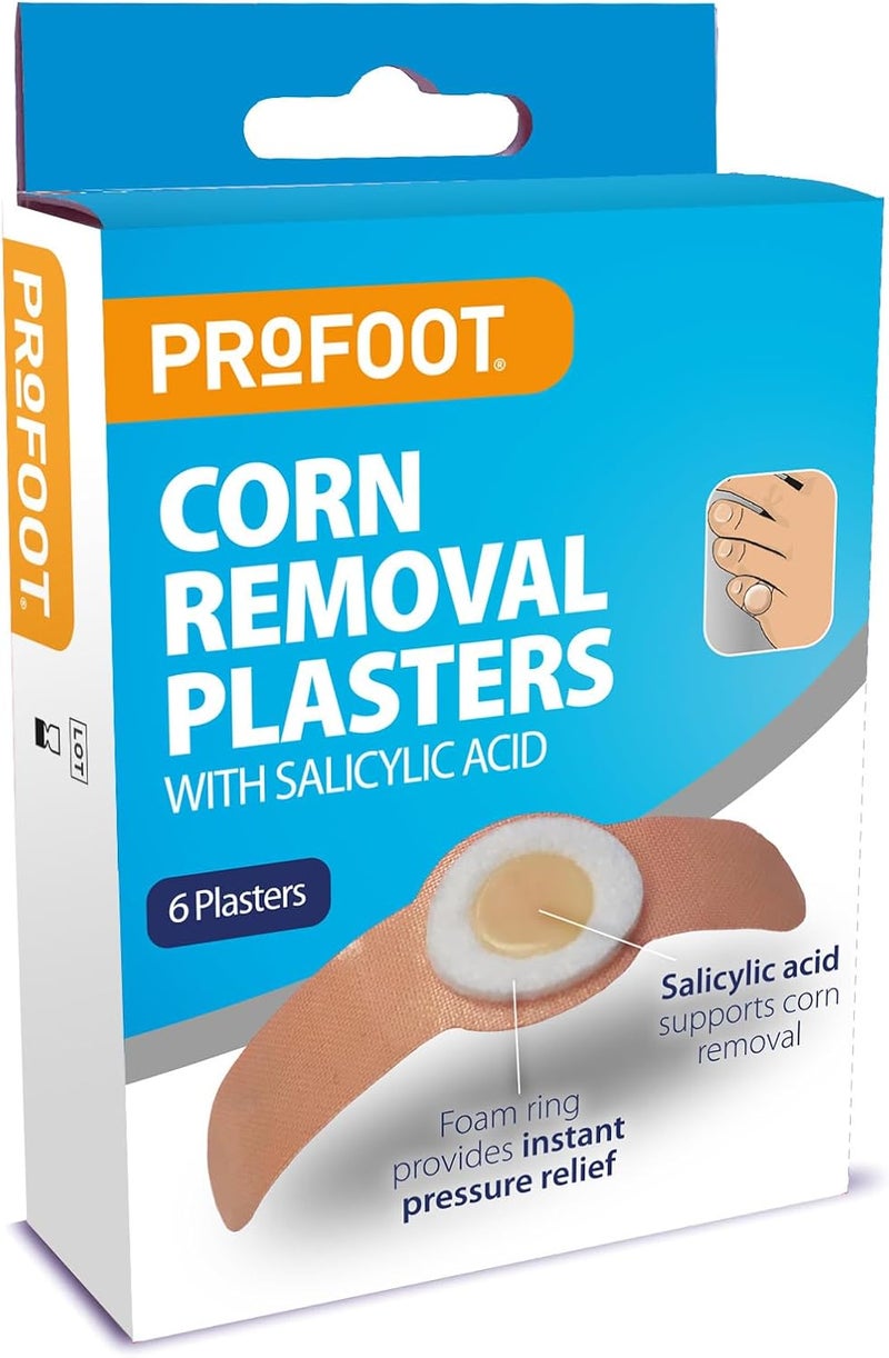 Profoot Corn Removal Plasters 6 Adhesive Plasters Containing Salicylic Acid Effectively Removes Corns and Calluses Pain Relief Corn Plasters - Image 1