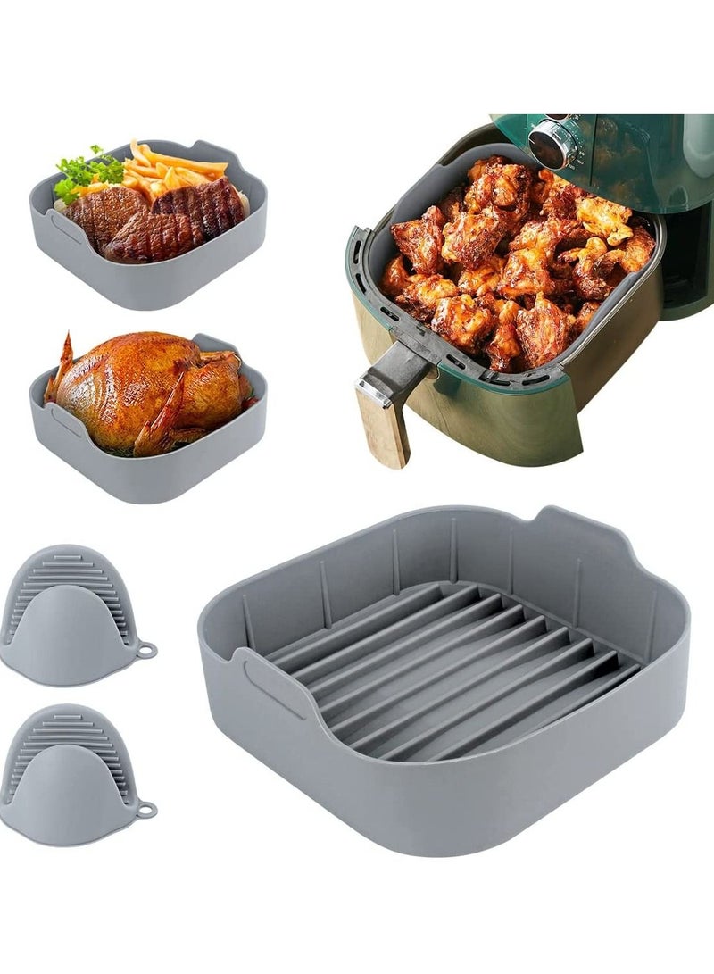 Gonice Air Fryer Silicone Pot - Silicone Air Fryer Reusable Liners for 6.5 QT or Bigger Square, Food Safe Reusable Air Fryer Silicone Basket,Easy Cleaning Air Fryer Pan with Heat-proof Gloves  - Image 1