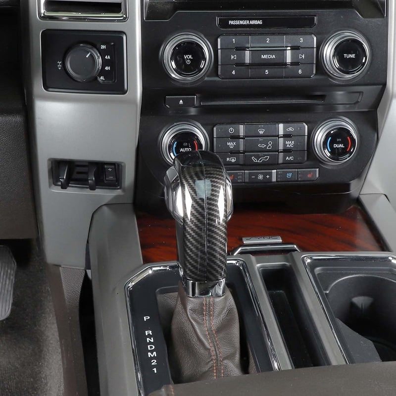 Jimen Gear Shift Knob Cover for Ford F150 (2015-2020) - Carbon Fiber Interior Trim - Image 5
